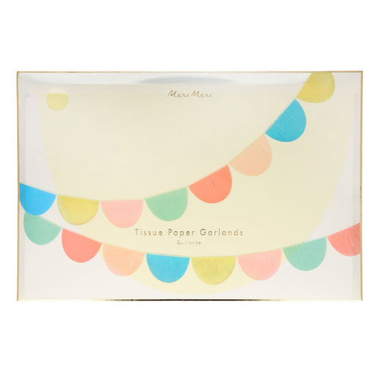 Regenbogen Seidenpapier Girlande von meri meri | Die kleine Fetenkiste | Rainbow Tissue Paper Scallop Garlands (x 2) SALE